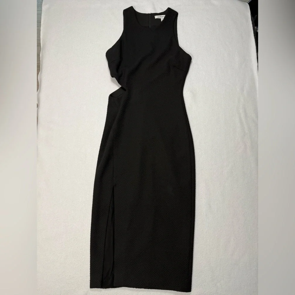 Elizabeth and James Giulia Black Midi Bodycon Cut Out Dress Size 4 #2174 - Picture 3 of 12